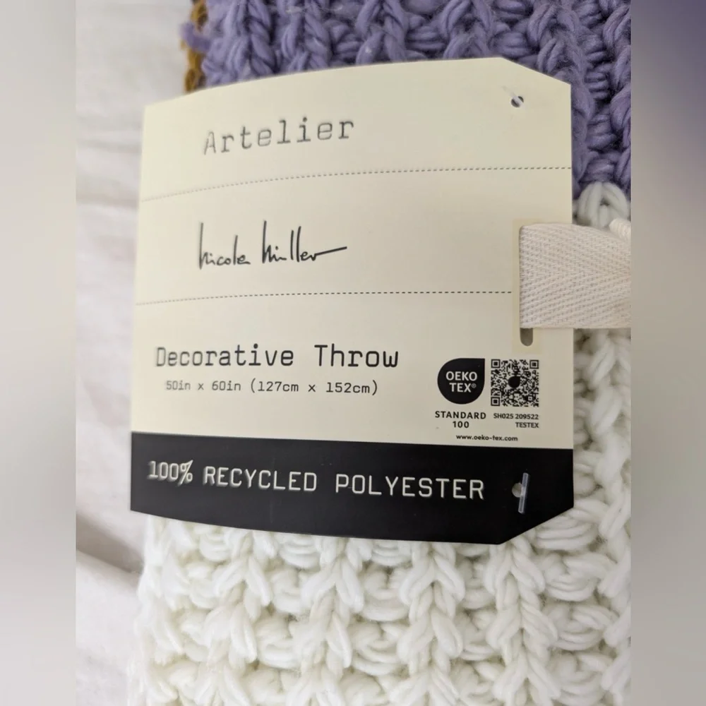 NEW Nicole Miller Artelier Decorative Knit Throw Blanket Colorblock Decor Cozy